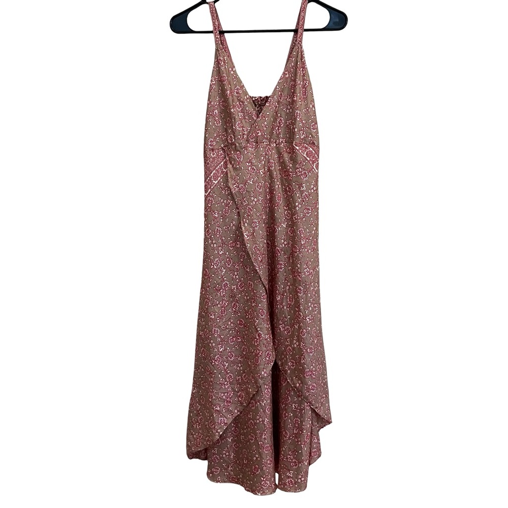 Women’s High-Low Floral Slip Dress in Mauve Pink